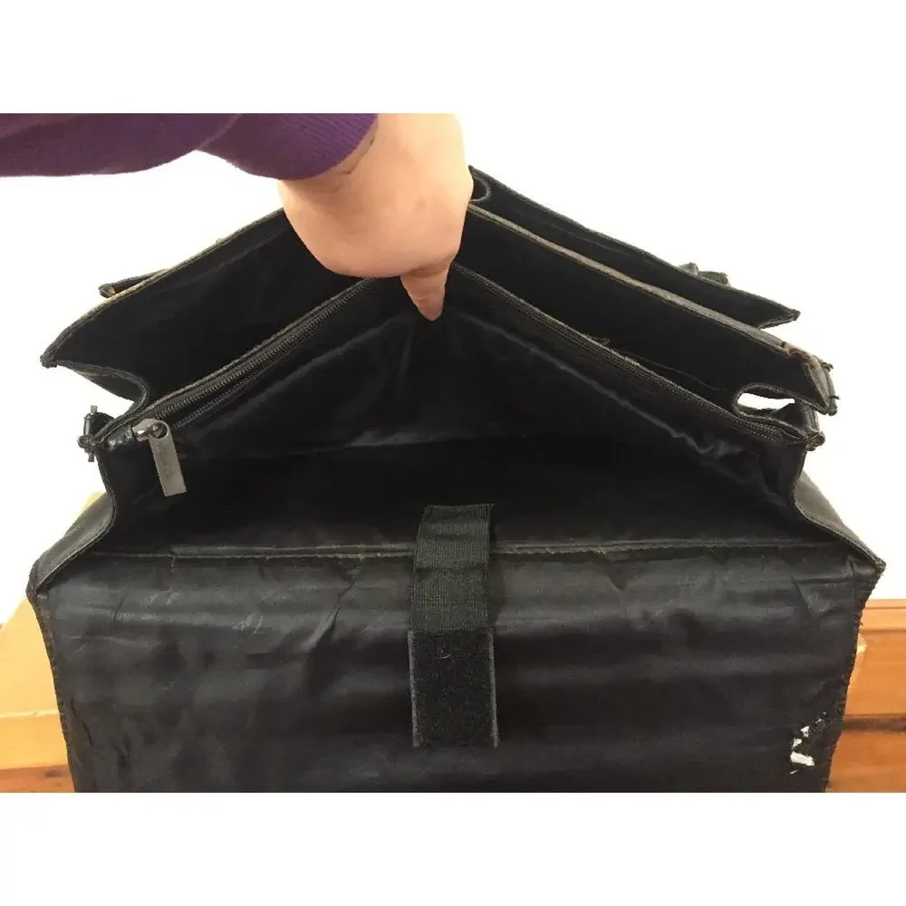 Kenneth Cole New York Black Leather Laptop Computer Messenger Doctors Case Bag